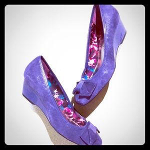 ANNE KLEIN ••• Leather Ballet Wedges